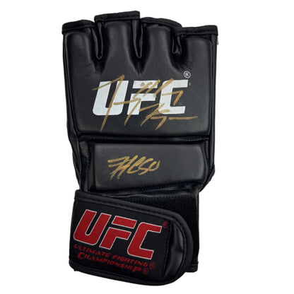 Autographed Tony Ferguson black UFC MMA glove with gold signatures