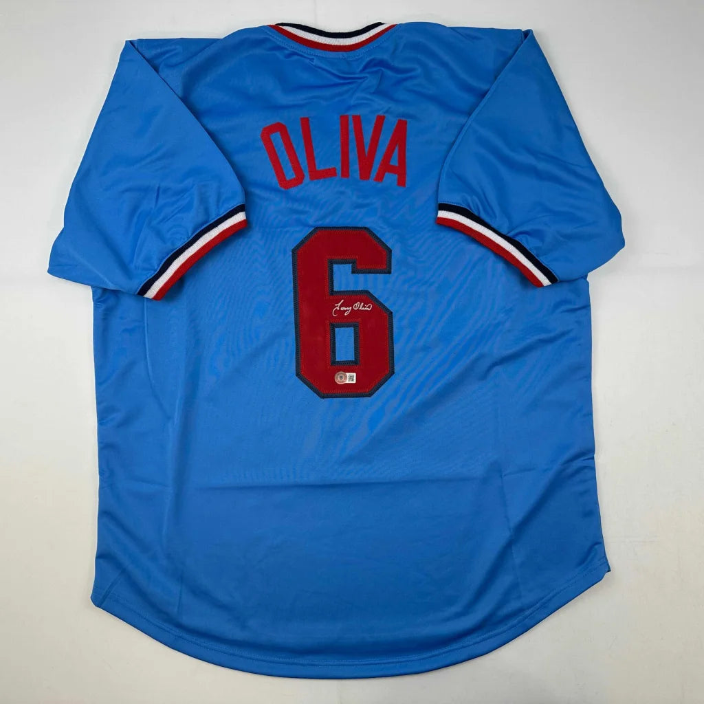 Autographed Tony Oliva Minnesota Light Blue Baseball Jersey Beckett BAS COA | Hall of Fame Sports Memorabilia | vintageantiquesgifts.com