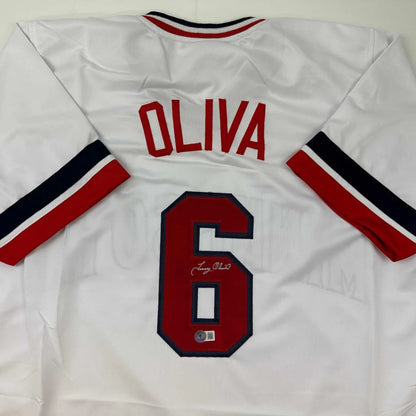 Autographed Tony Oliva Minnesota White Baseball Jersey Beckett BAS COA | Certified Authentic Signed Memorabilia | vintageantiquesgifts.com