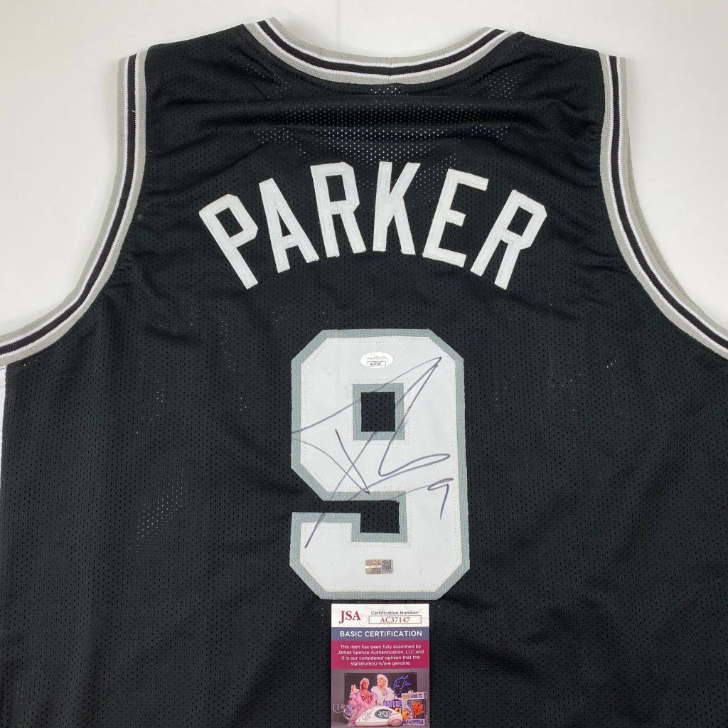 Autographed Tony Parker San Antonio Black Basketball Jersey JSA COA | Certified Authentic Signed Memorabilia | vintageantiquesgifts.com