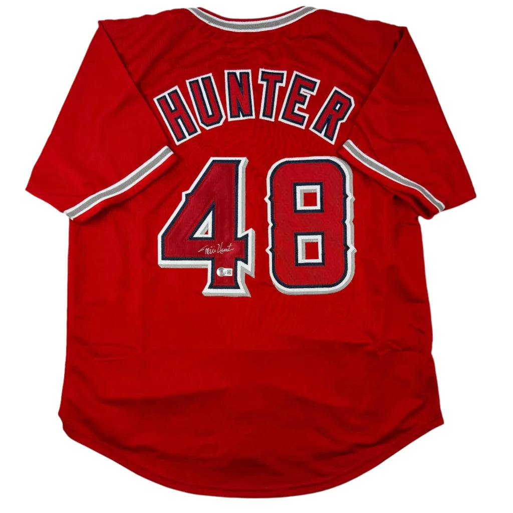 Autographed Torii Hunter Los Angeles Anaheim Red Baseball Jersey Beckett BAS COA | Hall of Fame Sports Memorabilia | vintageantiquesgifts.com