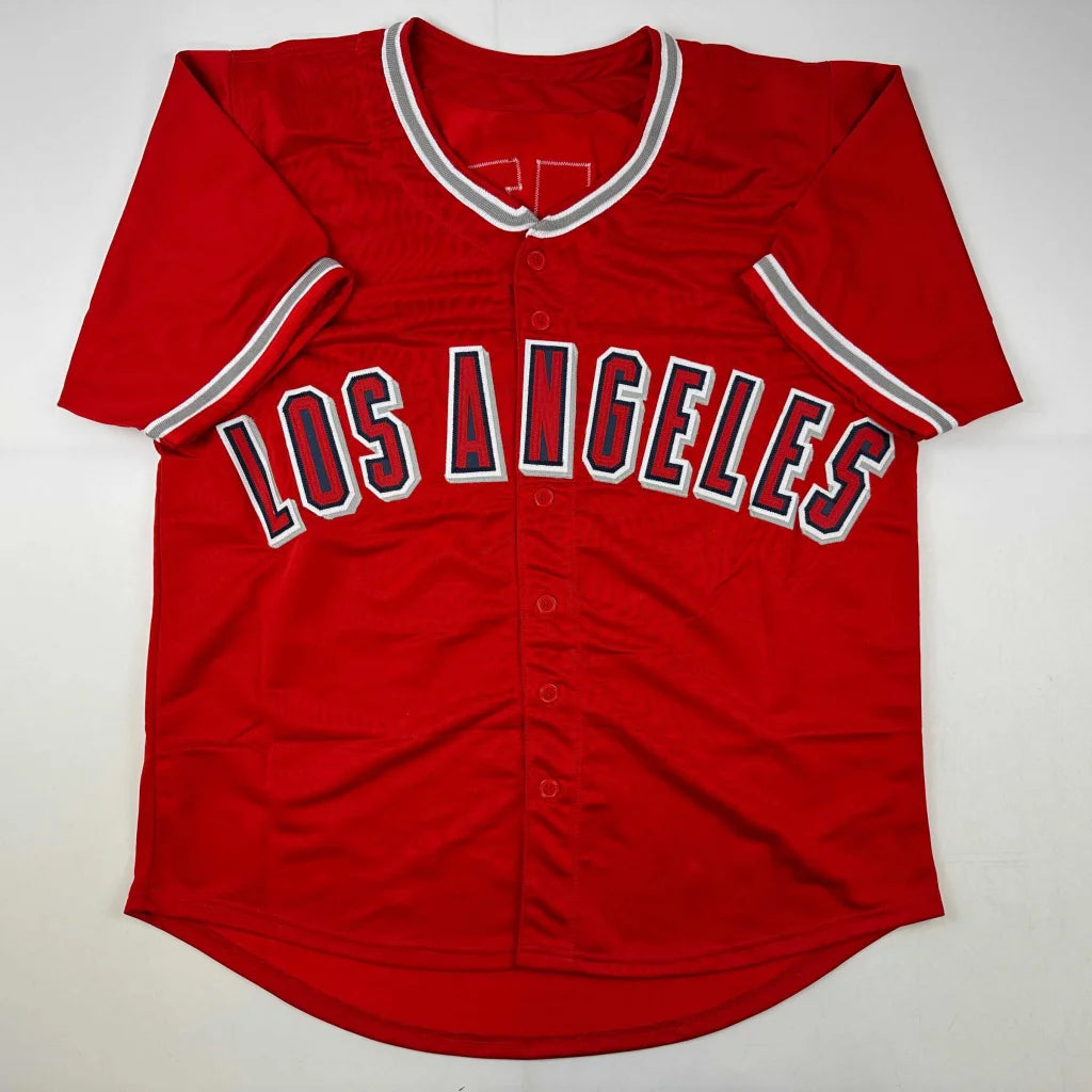 Autographed Torii Hunter Los Angeles Anaheim Red Baseball Jersey Beckett BAS COA | Authenticated Signed Sports Jersey | vintageantiquesgifts.com