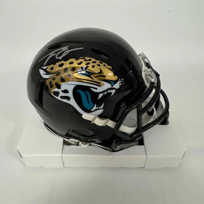 Black Jacksonville Jaguars signed mini helmet with third party authentication for fans