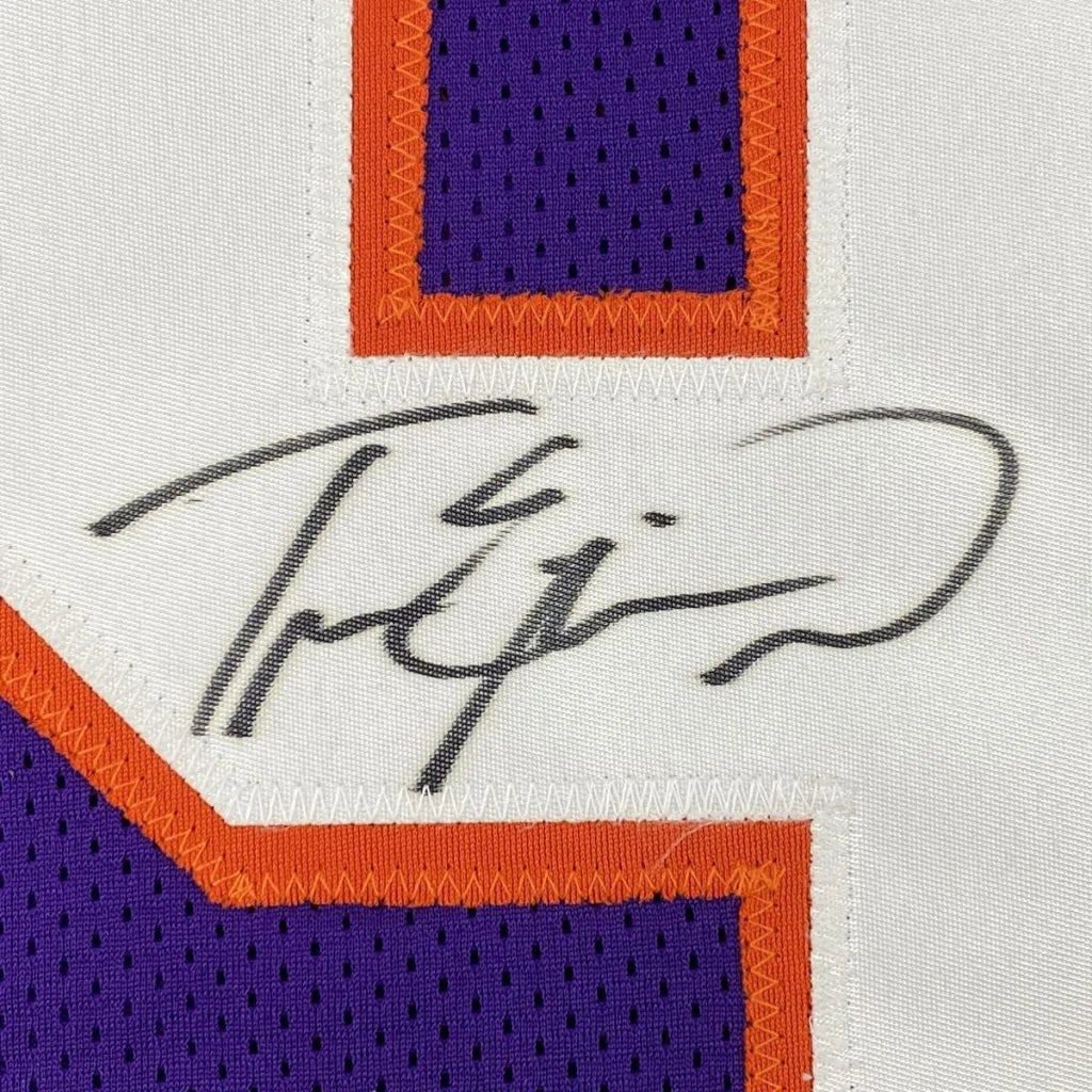 Autographed Travis Etienne Jr. Clemson purple custom jersey with signature