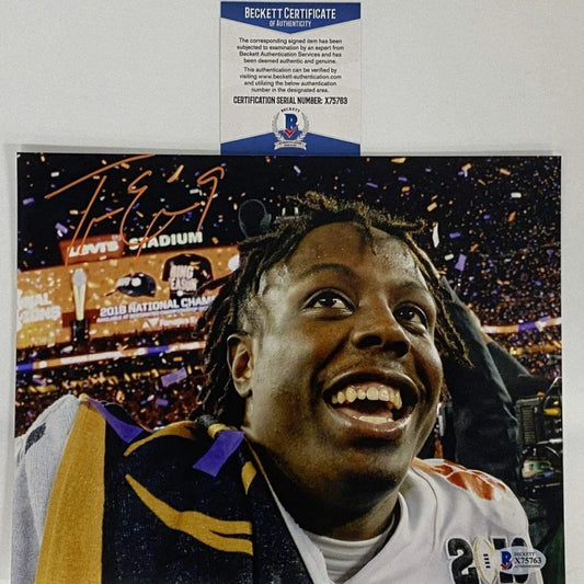 Autographed Travis Etienne Jr Clemson Tigers 8x10 College Football Photo Beckett BAS COA #1 | Hall of Fame Sports Memorabilia | vintageantiquesgifts.com