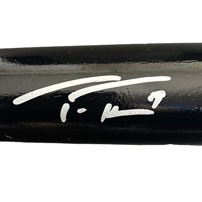 Black bat with silver autograph showcasing third party authentication for authenticity