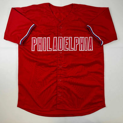 Autographed Trea Turner Philadelphia Red Baseball Jersey Beckett BAS COA | Authenticated Signed Sports Jersey | vintageantiquesgifts.com