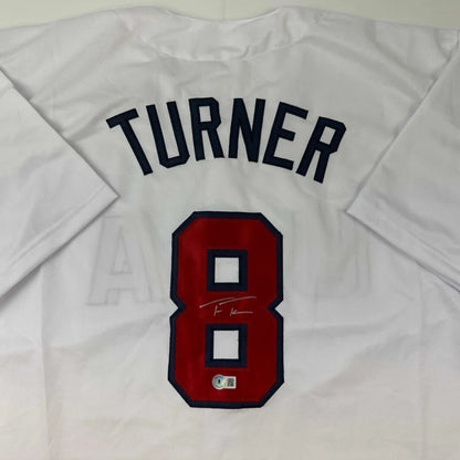 Autographed Trea Turner United States USA White World Baseball Classic WBC Jersey Beckett BAS COA | Certified Authentic Signed Memorabilia | vintageantiquesgifts.com