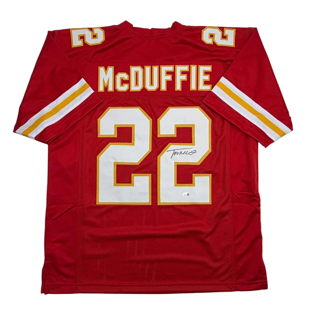 Autographed Trent McDuffie Kansas City Red Football Jersey JSA COA | Hall of Fame Sports Memorabilia | vintageantiquesgifts.com