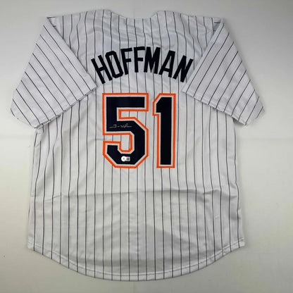 Autographed Trevor Hoffman custom jersey with pinstripes, number 51, Beckett COA