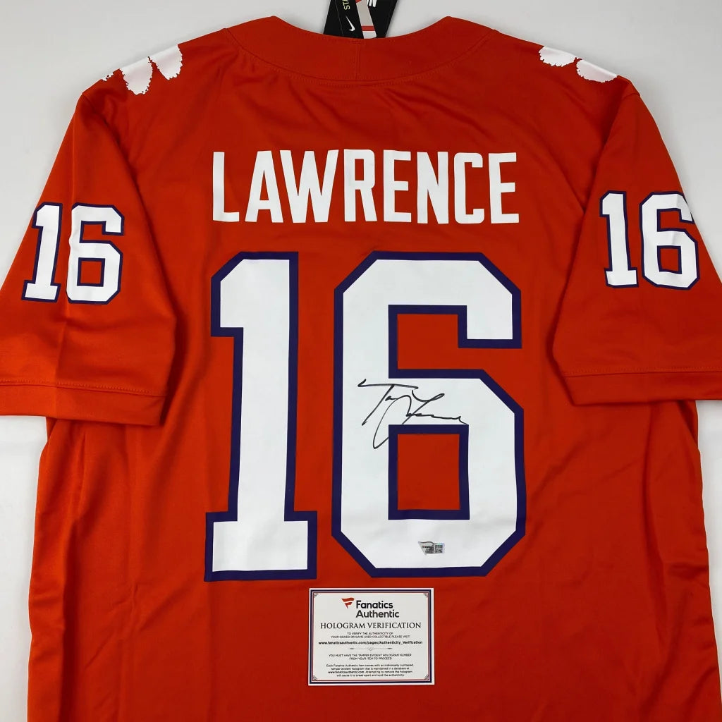 Autographed Trevor Lawrence Clemson Tigers orange Nike jersey with Lawrence 16