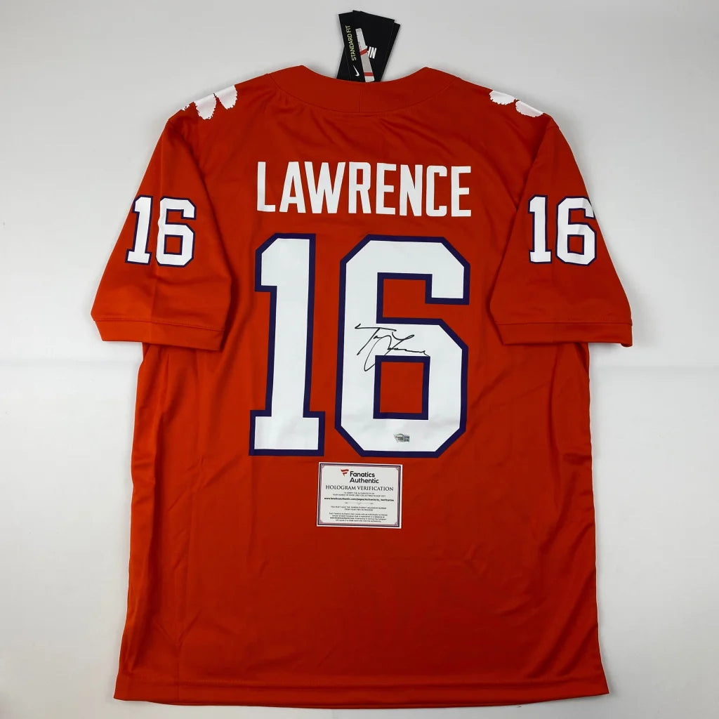 Autographed Trevor Lawrence Clemson Tigers orange Nike jersey with Lawrence 16