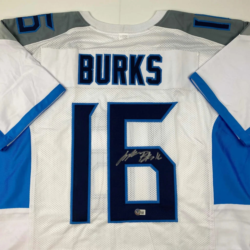 White custom jersey with BURKS 16 autograph, perfect for pro sports fans