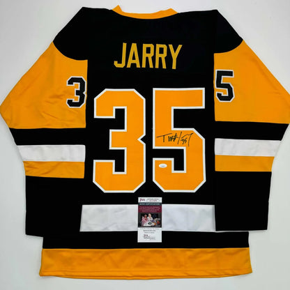 Autographed Tristan Jarry Pittsburgh Black Hockey Jersey JSA COA | Hall of Fame Sports Memorabilia | vintageantiquesgifts.com