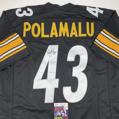 Autographed Troy Polamalu Pittsburgh Steelers black custom jersey with number 43