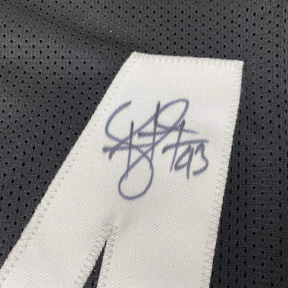 Autographed white fabric tag on gray mesh jersey for custom jersey in professional sports league