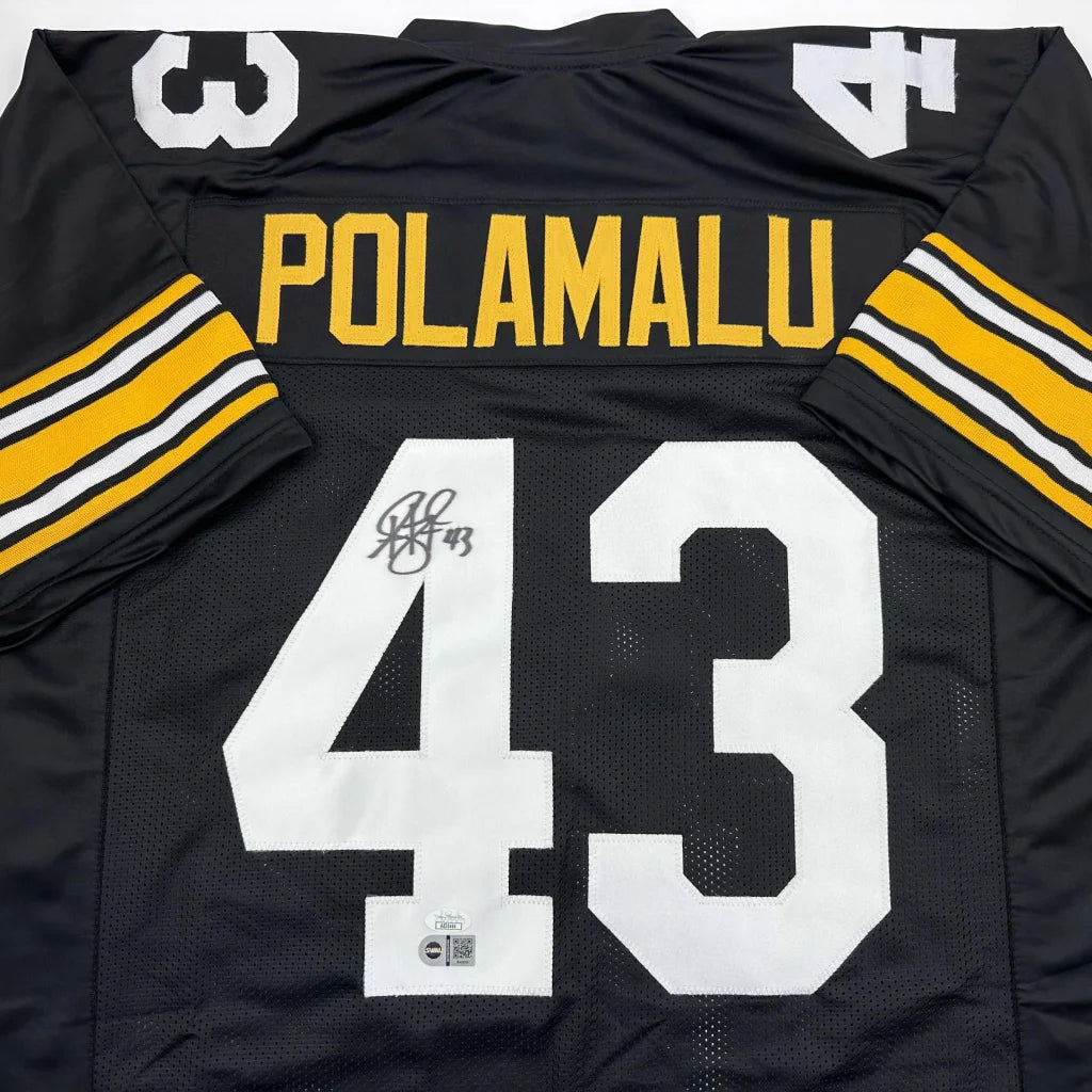 Autographed Troy Polamalu Pittsburgh Steelers black custom jersey with 43