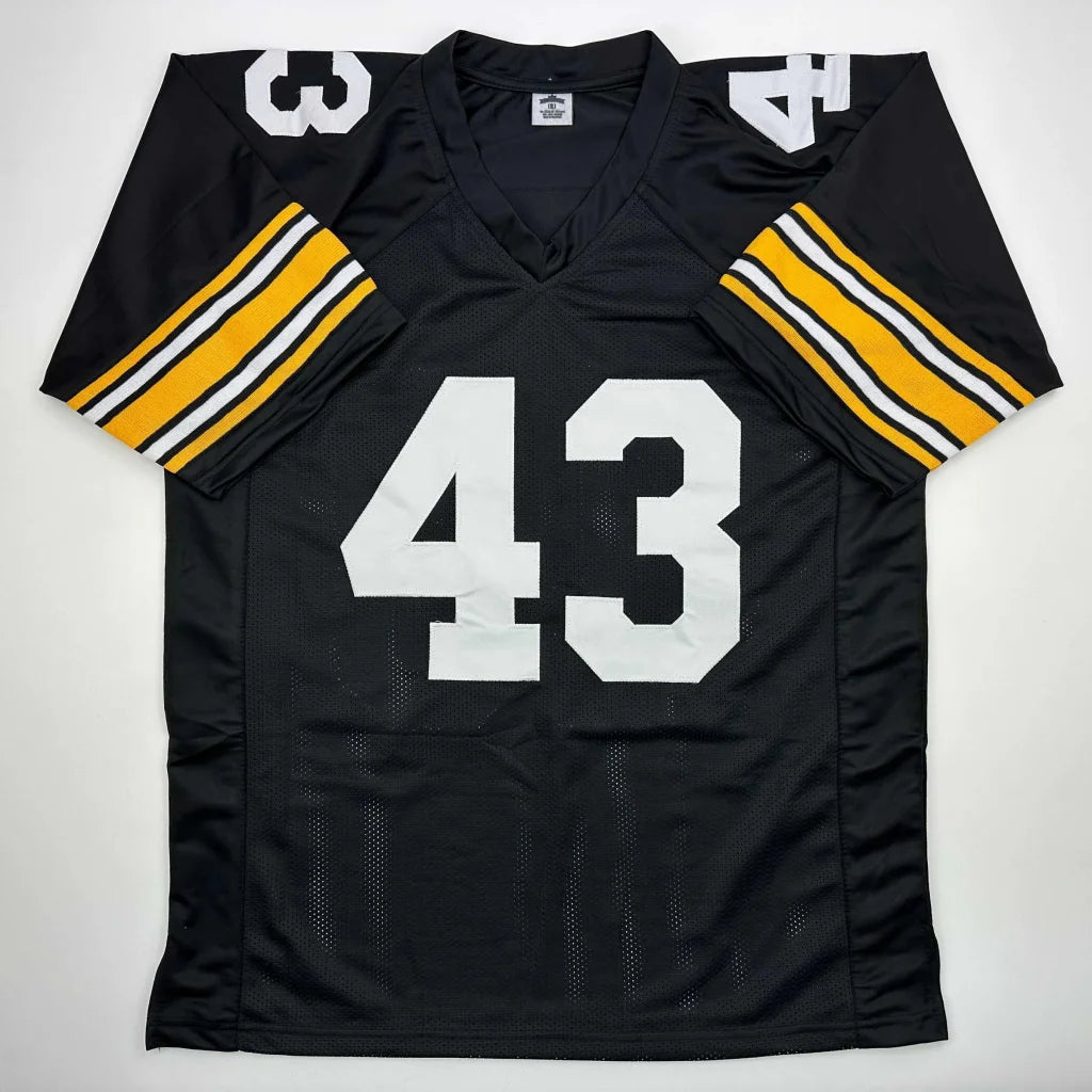 Autographed Troy Polamalu Pittsburgh retro black custom jersey with number 43