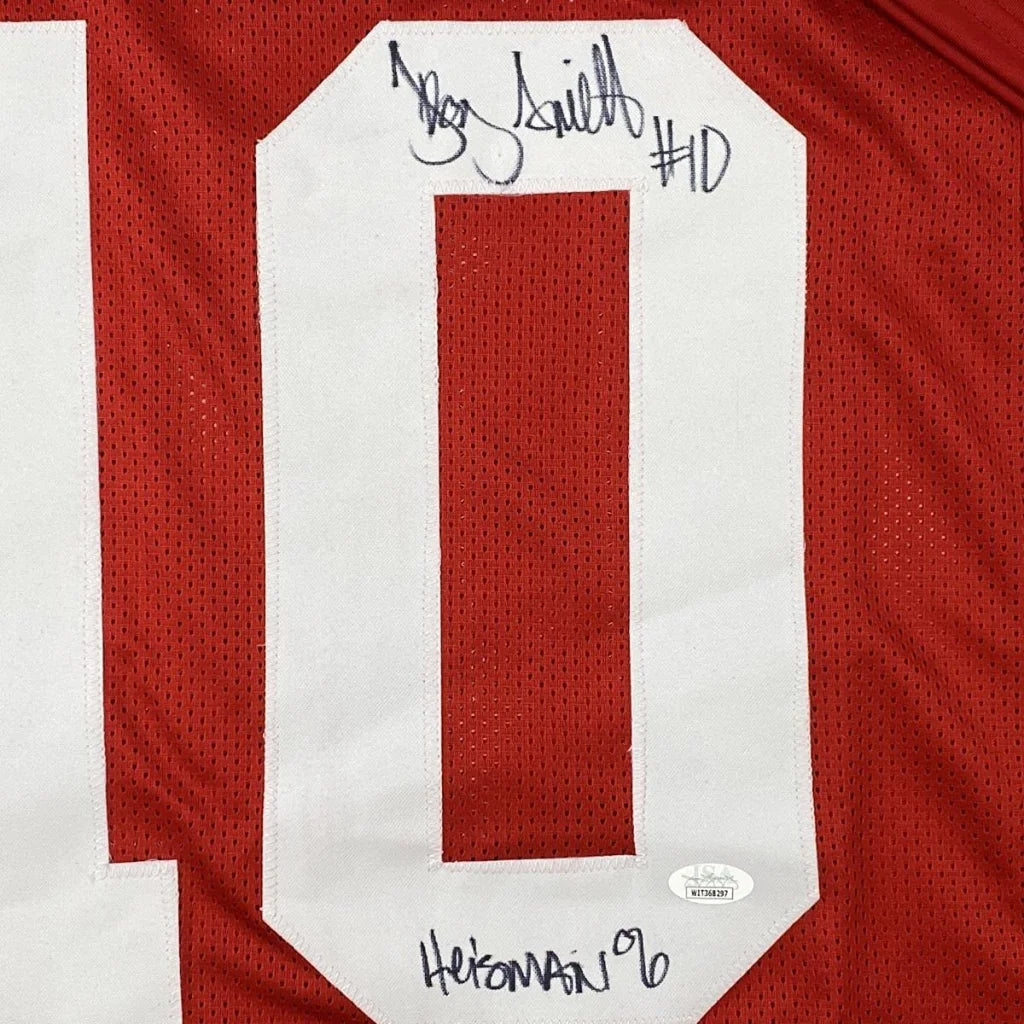 Autographed Troy Smith Heisman 06 Ohio State red custom jersey, JSA COA