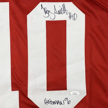 Autographed Troy Smith Heisman 06 Ohio State red custom jersey, JSA COA
