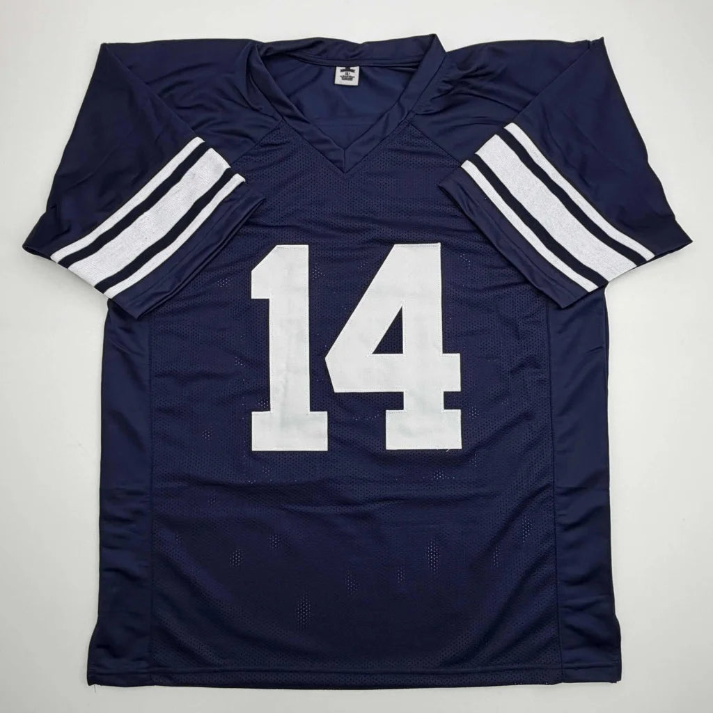 Autographed Ty Detmer Heisman 90 Brigham Young BYU Blue College Football Jersey JSA COA | Authenticated Signed Sports Jersey | vintageantiquesgifts.com