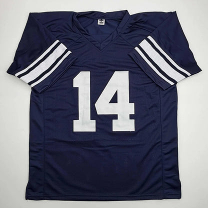 Autographed Ty Detmer Heisman 90 Brigham Young BYU Blue College Football Jersey JSA COA | Authenticated Signed Sports Jersey | vintageantiquesgifts.com
