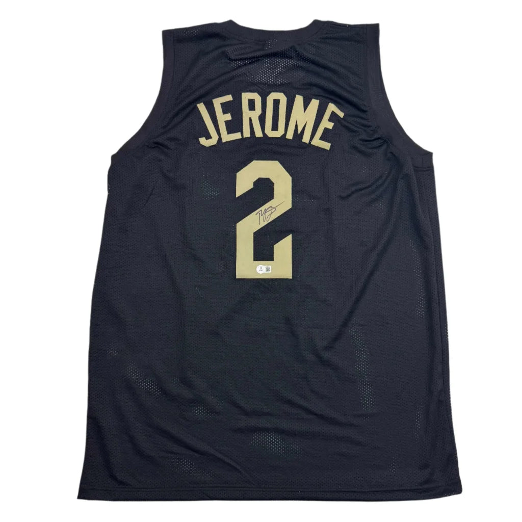 Jerome Cleveland black basketball jersey with gold 2 and signature, perfect for fans
