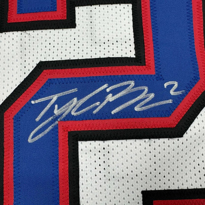 Autographed/Signed Tyler Bass Buffalo White Football Jersey JSA COA