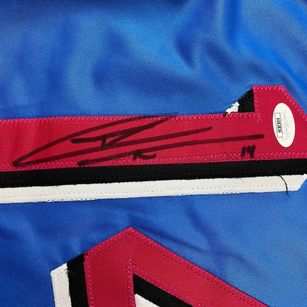 Autographed Tyler Herro custom Miami Heat blue Vice jersey with red black stripe JSA COA