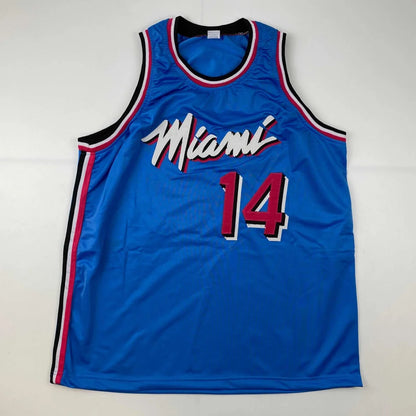 Autographed Tyler Herro custom Miami blue Vice jersey with number 14