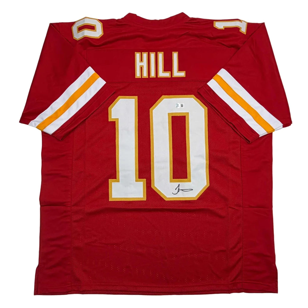 Autographed Tyreek Hill Kansas City Red Football Jersey Beckett BAS COA | Hall of Fame Sports Memorabilia | vintageantiquesgifts.com