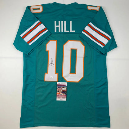 Autographed Tyreek Hill Miami Retro Teal Football Jersey JSA COA | Hall of Fame Sports Memorabilia | vintageantiquesgifts.com