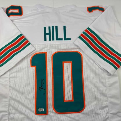 Autographed Tyreek Hill custom Miami Dolphins white jersey with number 10