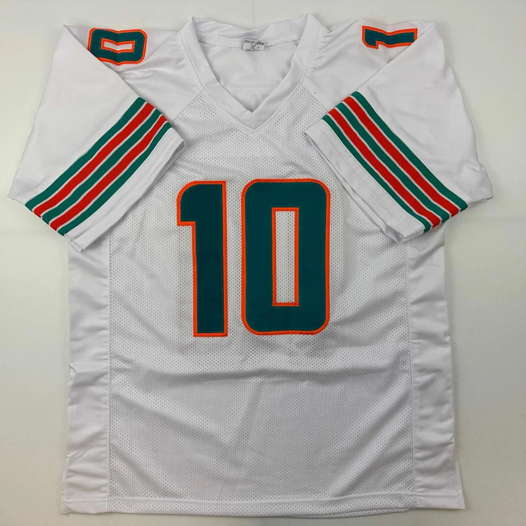 Autographed Tyreek Hill custom Miami Dolphins white jersey with number 10