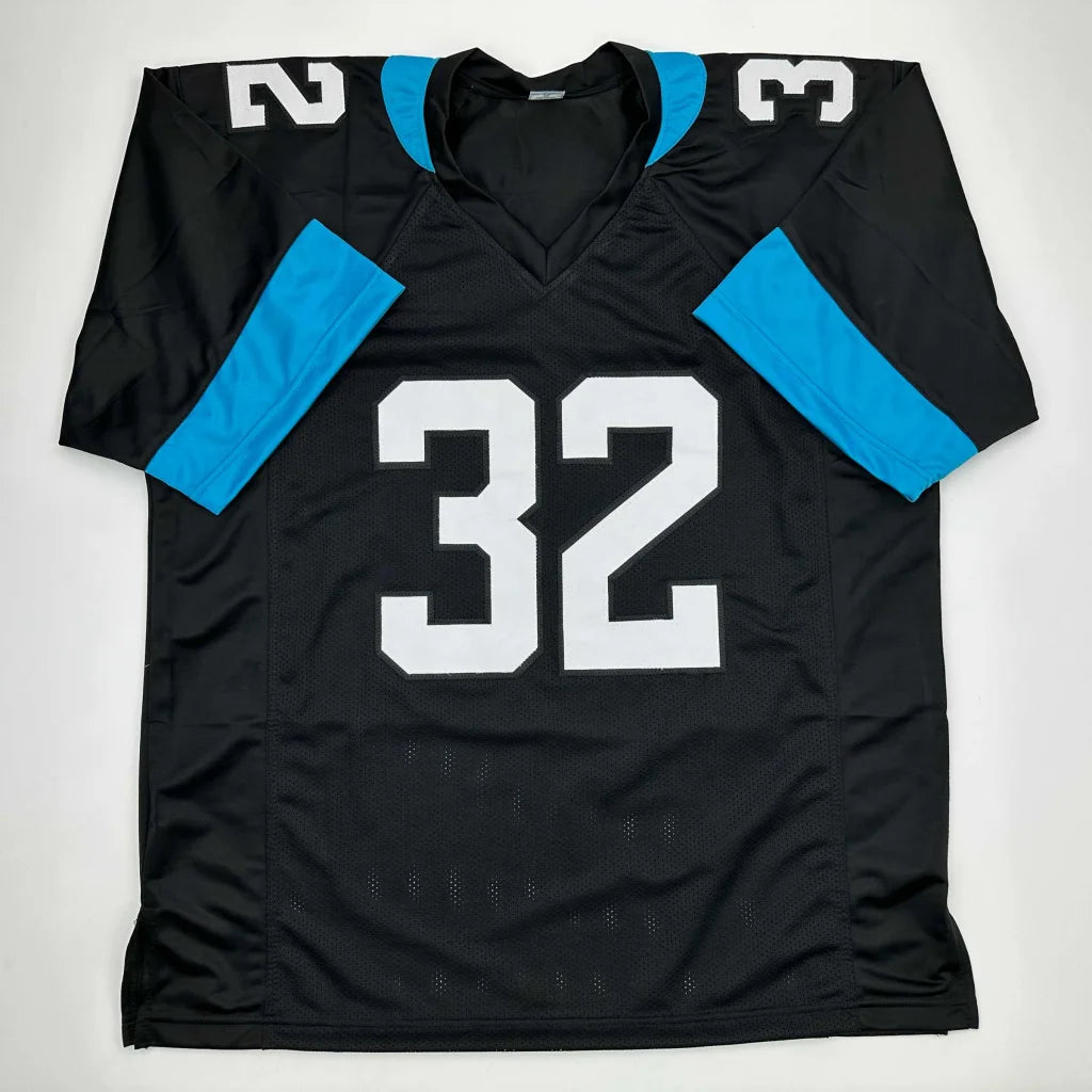 Black and blue professional sports league custom jersey with number 32 for collectors