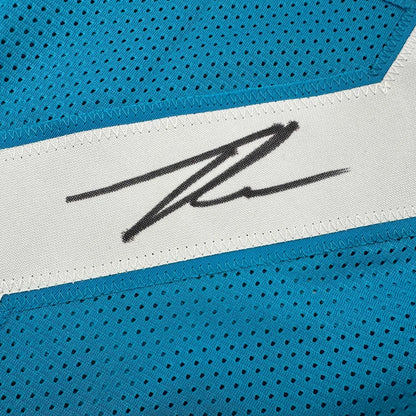 Turquoise mesh custom jersey with black autograph for professional sports league players
