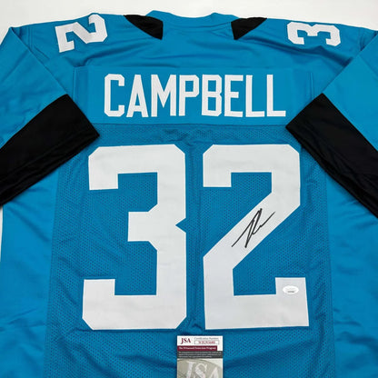 Light blue and black custom jersey with number 32 and signature for professional sports league