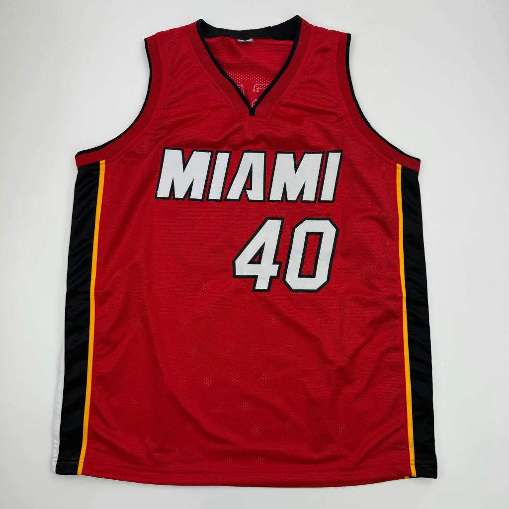 Autographed Udonis Haslem Miami Red Basketball Jersey Beckett BAS COA | Authenticated Signed Sports Jersey | vintageantiquesgifts.com