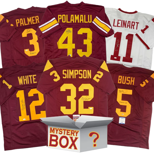 Autographed USC University of Southern California College Football Jersey Mystery Box with PSA JSA or Beckett COA | Hall of Fame Sports Memorabilia | vintageantiquesgifts.com