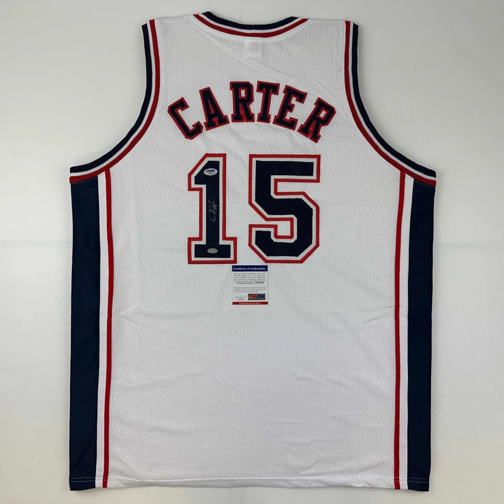 White custom basketball jersey with CARTER 15 for professional sports and sports league fans