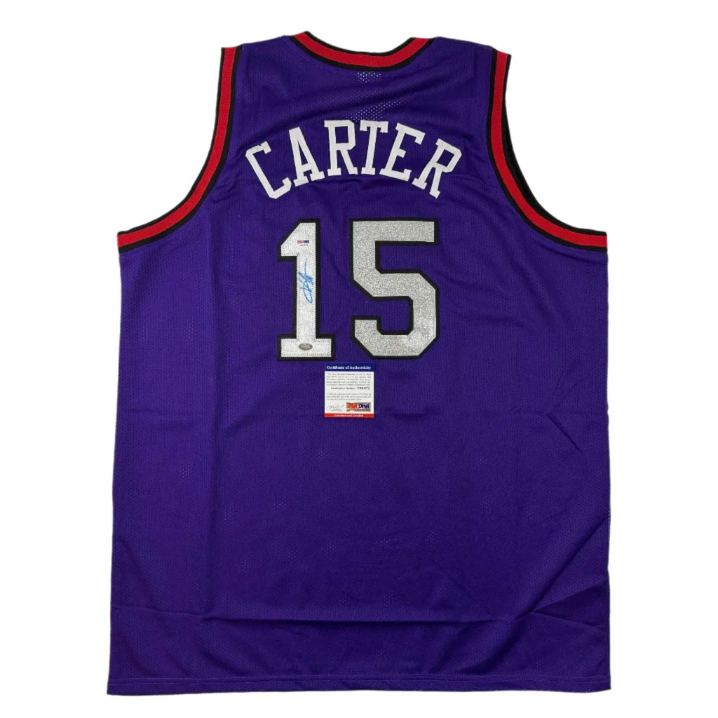 Vince Carter Toronto custom jersey with PSA DNA autograph, purple with silver accents
