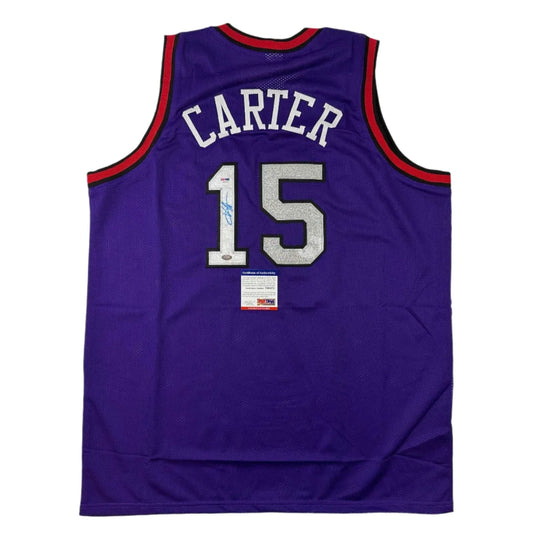 Vince Carter Toronto custom jersey with PSA DNA autograph, purple with silver accents