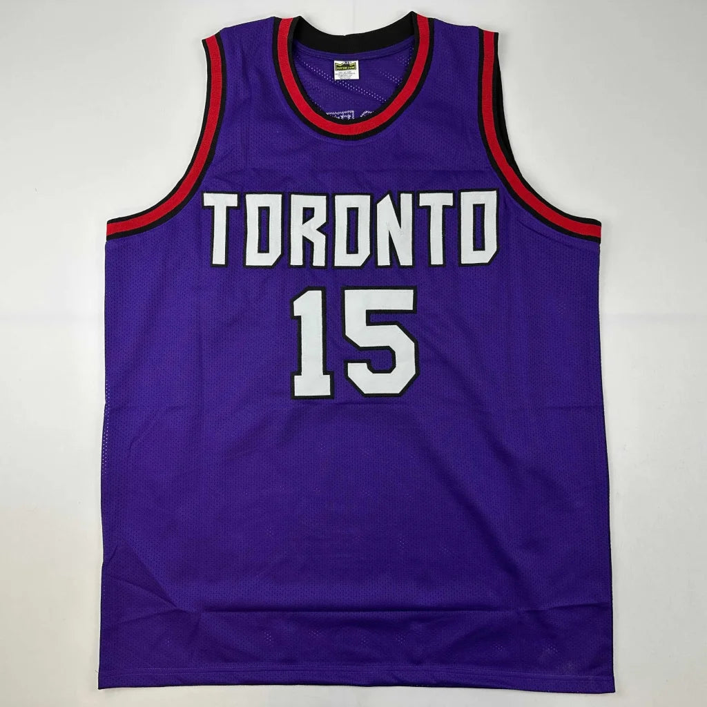 Vince Carter Toronto custom jersey with PSA DNA autograph, purple #15 red trim