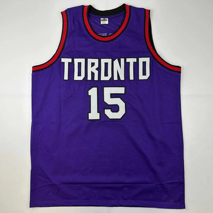 Vince Carter Toronto custom jersey with PSA DNA autograph, purple #15 red trim