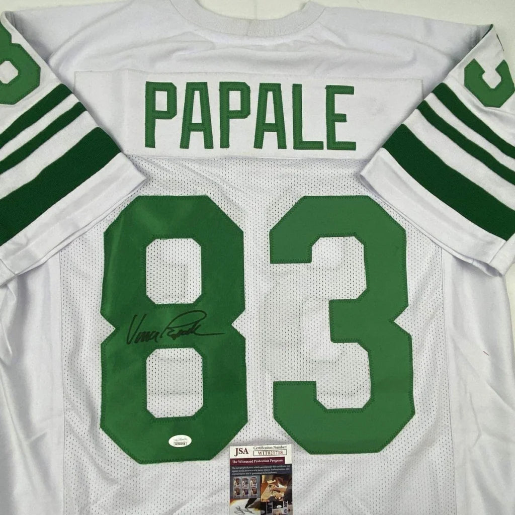 Autographed Vince Papale Philadelphia White Football Jersey JSA COA | Certified Authentic Signed Memorabilia | vintageantiquesgifts.com