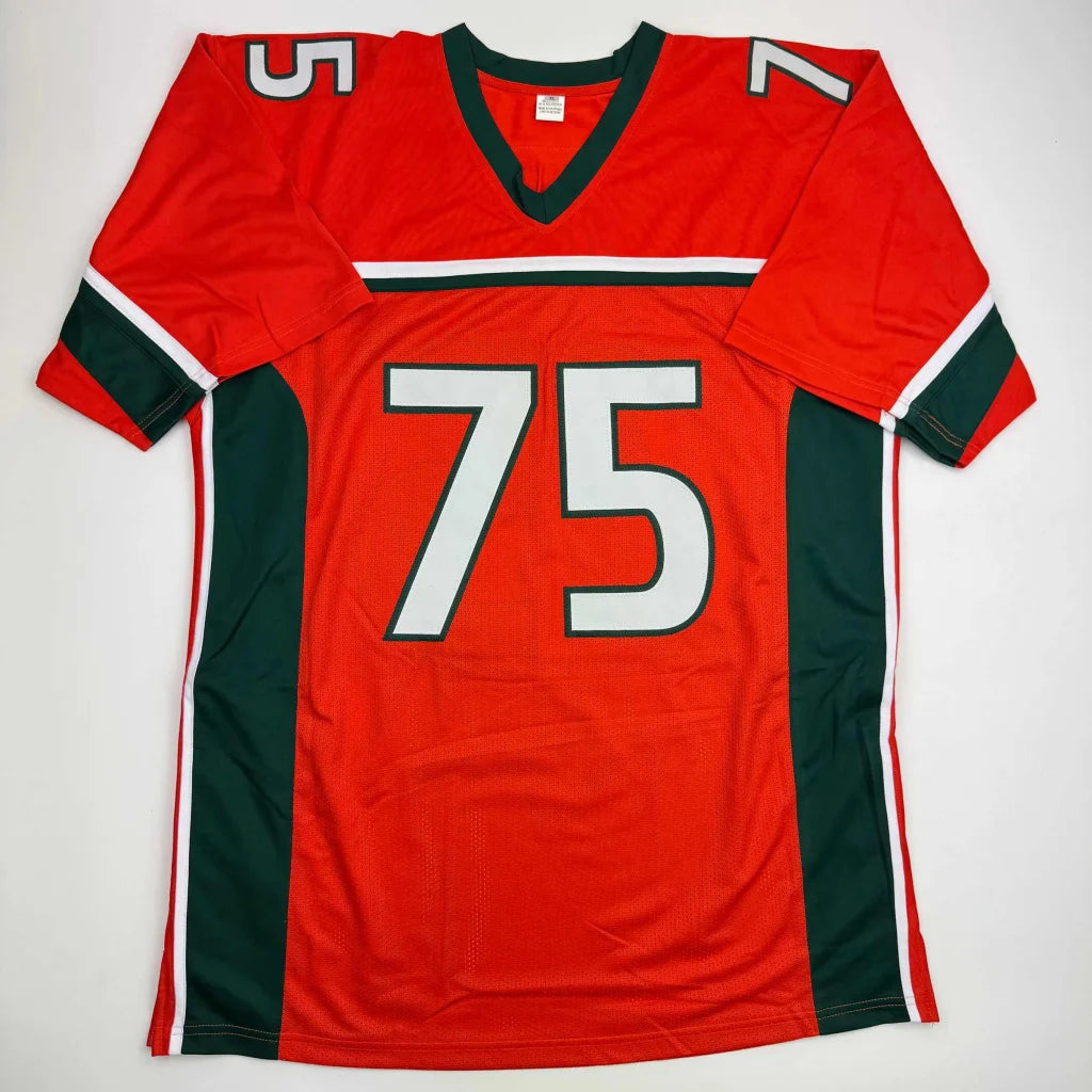 Autographed Vince Wilfork Miami Orange College Football Jersey Beckett BAS COA | Authenticated Signed Sports Jersey | vintageantiquesgifts.com