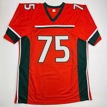 Autographed Vince Wilfork Miami Orange College Football Jersey Beckett BAS COA | Authenticated Signed Sports Jersey | vintageantiquesgifts.com