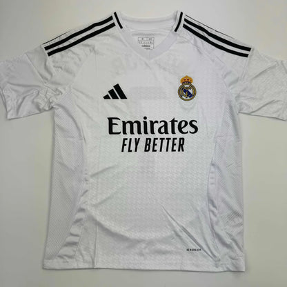 White Real Madrid home soccer jersey signed by VINI JR, perfect for professional sports collectors