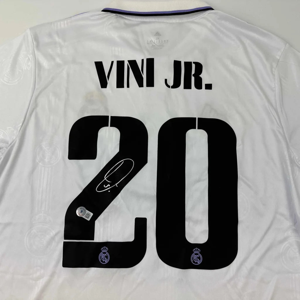 Autographed Vini Jr. Real Madrid 2022-23 white jersey with signature