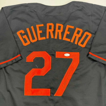 Autographed Vladimir Guerrero Baltimore Black Baseball Jersey JSA COA | Certified Authentic Signed Memorabilia | vintageantiquesgifts.com